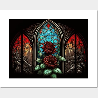 Stained Glass Roses Posters and Art